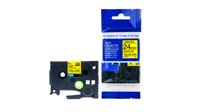 Compatible Lettertape brother TZE-651 24mm zwart geel