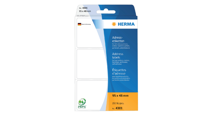Etiket herma adres 4301 95x48mm 250st leporello