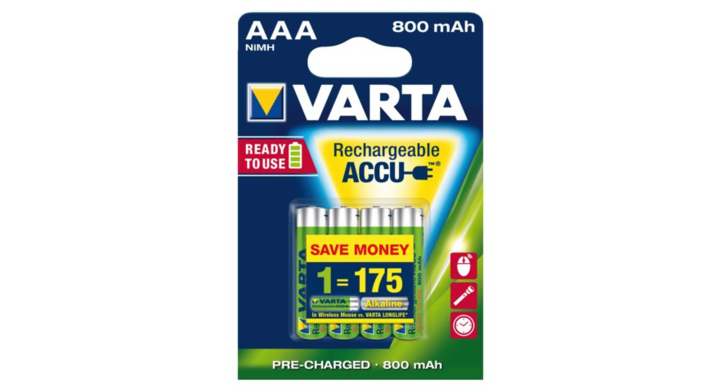Batterij oplaadbaar varta aaa 800mah r2use(56703101404)