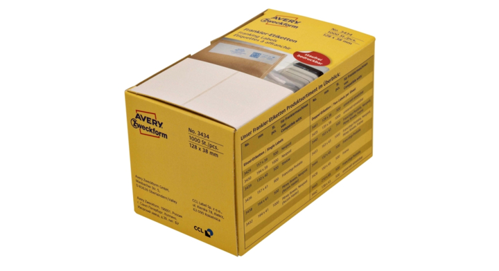 Etiket avery zweck 3435 135x38mm 1000st