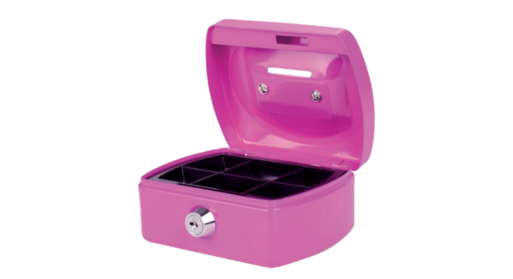 Geldkist pavo 125x95x60mm met gleuf roze(8007400)