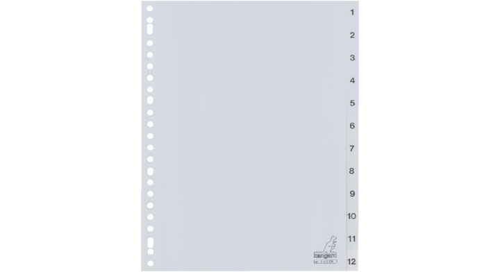 Tabblad kangaro g412cm a4 23r pp 12dlg 1-12 grijs(g412cm)