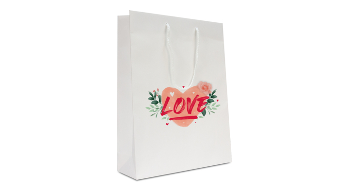 papieren valentijn tassen - Love 25+11x33cm, wit, (100st)