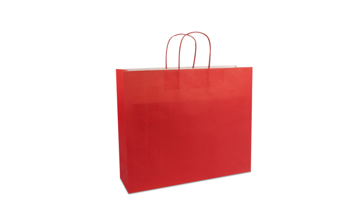 Draagtas, papier, gedraaid koord, 42+12x35cm, rood (250 st)