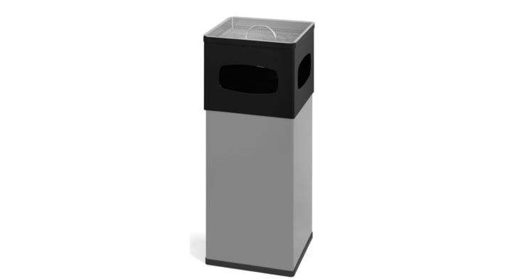 Afvalbak met ashouder, 50 liter, zwart/aluminium, VB 881000
