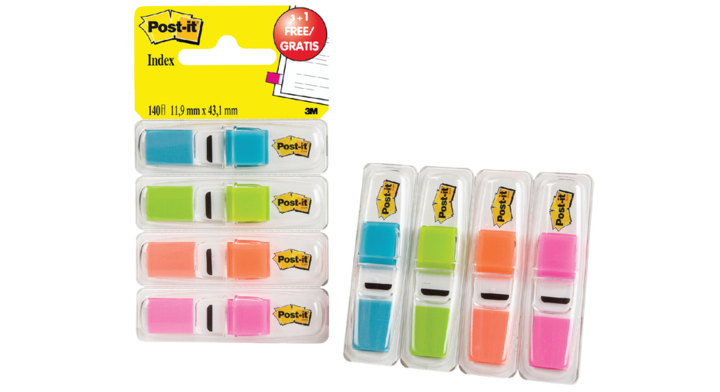 Indextabs 3m post-it smal 6834 lbl/rz/lgn/or(6834abxp)