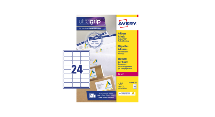 Etiket avery l7159-40 63.5x33.9mm 960st