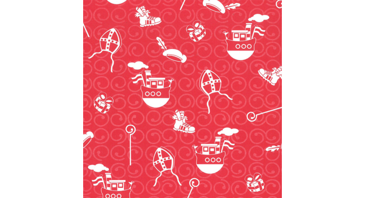 Cadeaupapier Sint, 50cm x 200 meter, D016, rood