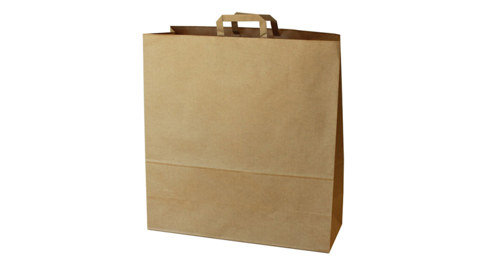 Draagtas, kraft papier, 46+18x49cm, bruin, platte lus (200 s