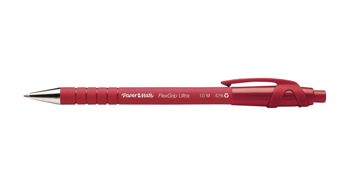 Balpen papermate flexgrip drukknop medium rood
