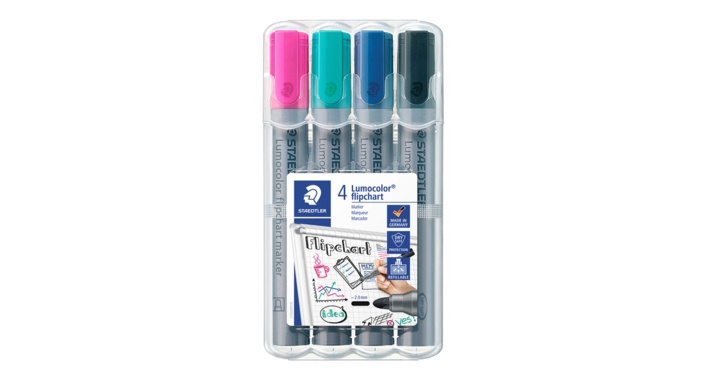 Viltstift staedtler 356 voor flipover rond 2mm set à 4 stuks