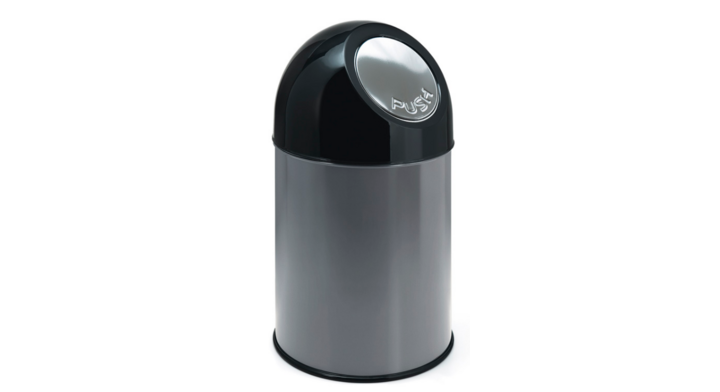 Afvalbak met pushdeksel & binnenbak, 30 liter, grijs, VB 460002