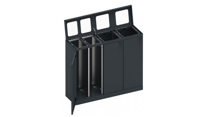 Bica, afvalscheidingsstation, 2x65+2x45 liter, zwart, VB 197385