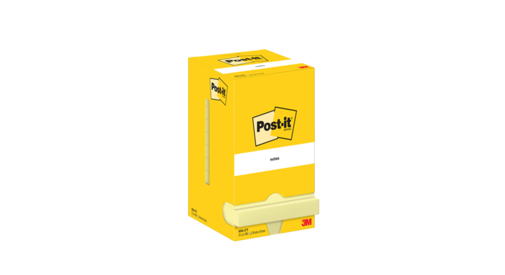 Memoblok 3m post-it 654 76x76mm geel doos/12 st