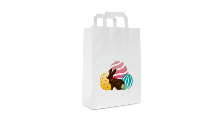 Pasen papieren draagtassen, 22+10x31cm, wit, (250st)
