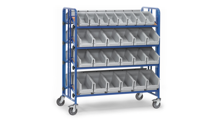 Bakkenwagen met magazijnbakken, 1280x630mm Draagverm. 300kg
