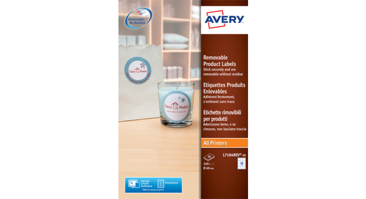 Etiket avery l7104rev-20 60mm wit 240st(l7104rev-20)