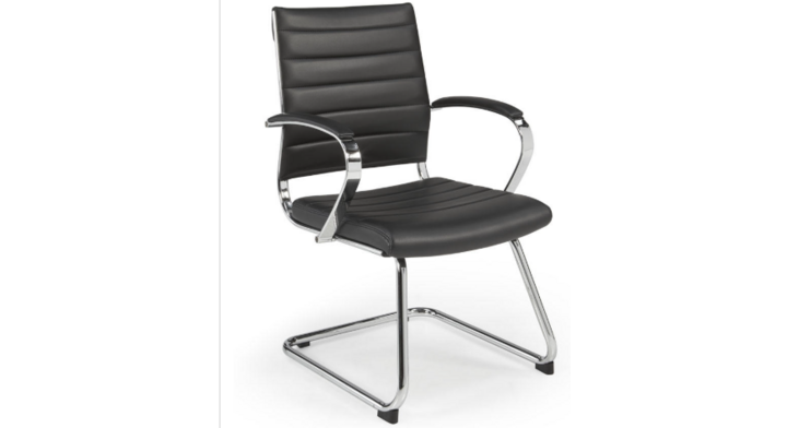 Vergaderstoel slede 602. m.a , kunstleder. chroom/zwart
