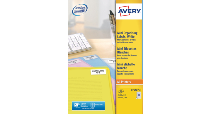 Etiket avery l7656-25 46x11.1mm 2100st