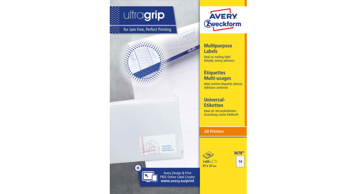 Etiket avery zweck 3678 97x37mm 1400st