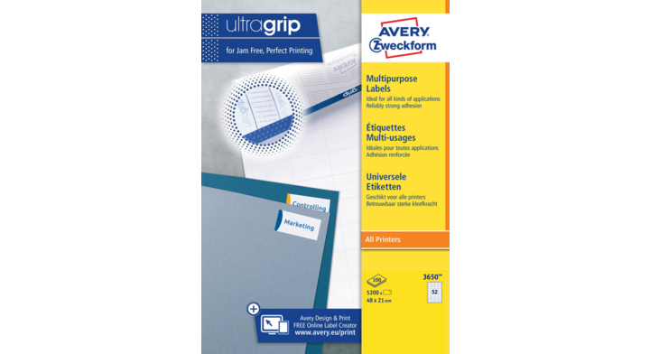 Etiket avery zweck 3650 48x21mm 5200st