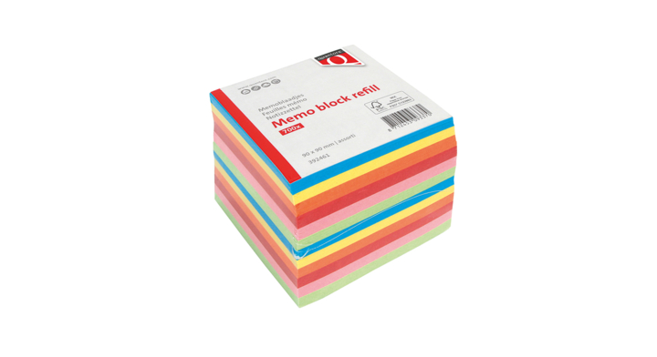 Memoblok 90x90mm 700v losbladig assorti kleuren(500258)