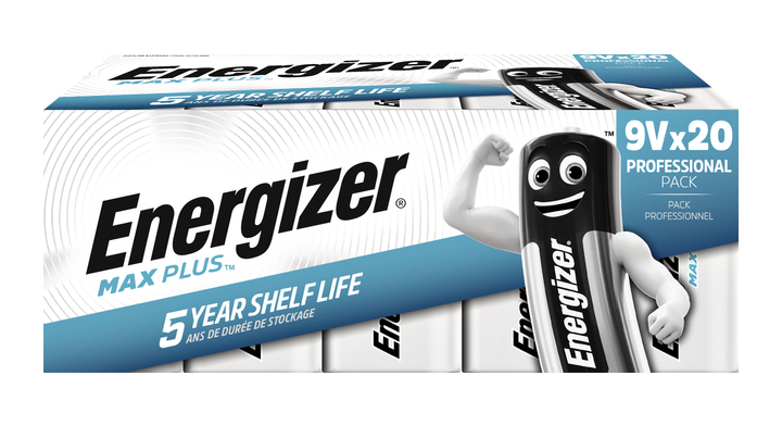 Batterij energizer max plus 9v alkaline 20st