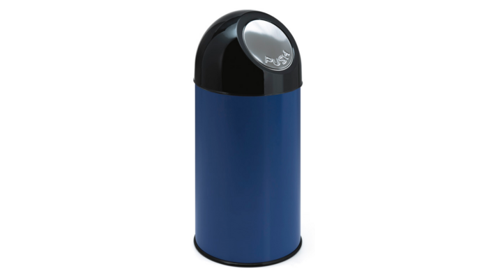 Afvalbak met pushdeksel, 40 liter, blauw/zwart, VB 480001