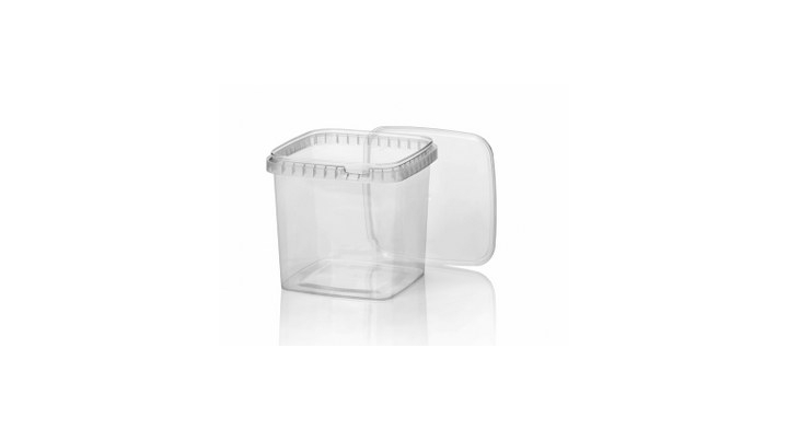 Bak vierkant+deksel, PP, 128x128x118mm, 1280ml, transp 150st