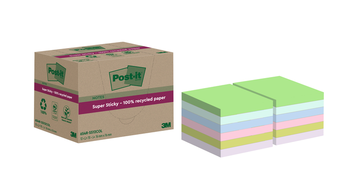 Memoblok 3m post-it 654 rss12col 76mmx76mm ass.kl(7100284781