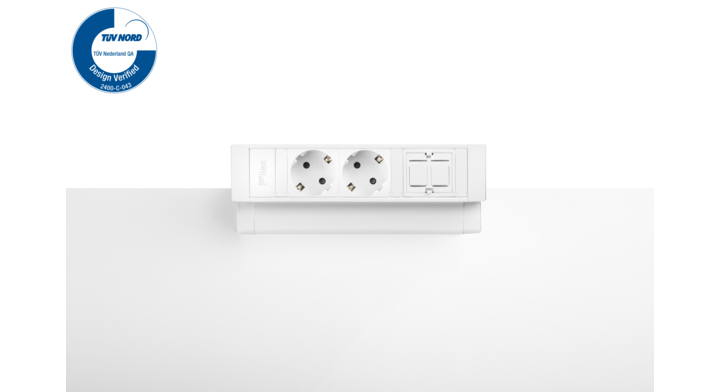 Filex, Power Desk Up 2.0, 2x 230V, 1x keystone, wit