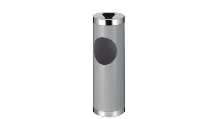 Stalen afvalbak met ashouder, 30 liter, aluminiumgrijs, VB 174000