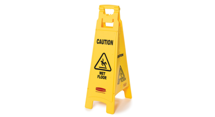 Waarschuwingsbord 'wet floor', vierzijdig, geel,VB 006114-77