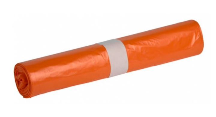Vuilniszak | HDPE | 70x110cm | 120 Liter | T25 | Oranje (25 rollen x 20 zakken)