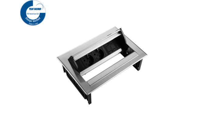Filex, Power Desk In, 2x 230V, 1x keystone, RVS