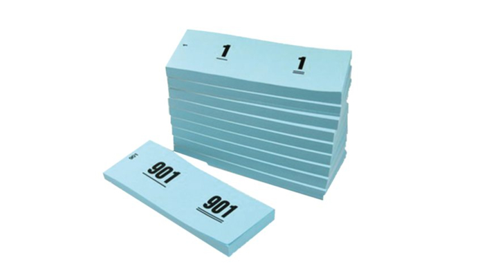 Nummerblok, 41x122mm, nummering 1-1000, blauw (10 stuks)