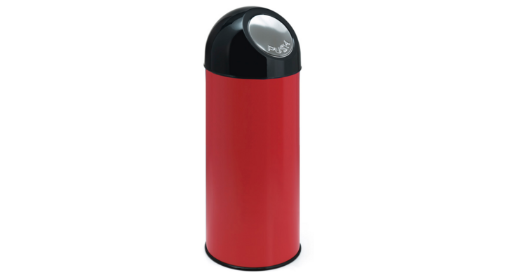 Afvalbak met pushdeksel & binnenbak, 55 liter, rood, VB 470002
