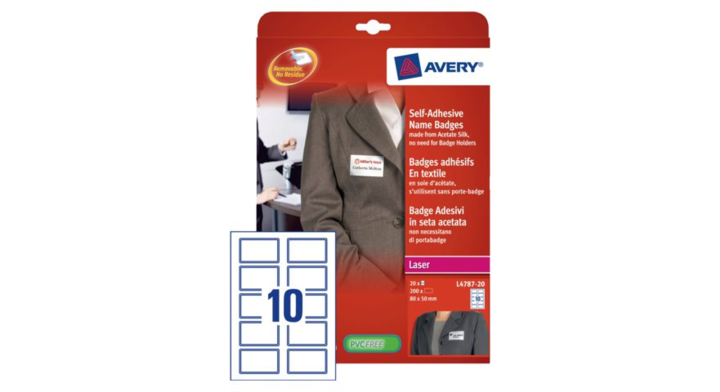 Badge avery l4787-20 80x50mm 200st blauw kader(l4787-20)
