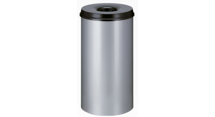 Metalen papierbak, vlamdovend, 50 liter, aluminium/zwart, VB 105000