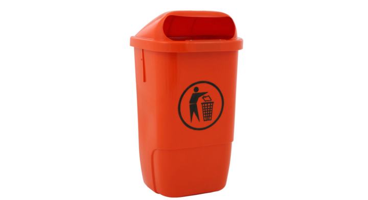 Kunststof buitenafvalbak, 50 liter, oranje, VB 870000