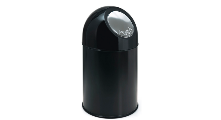 Afvalbak met pushdeksel & binnenbak, 30 liter, zwart, VB 460002