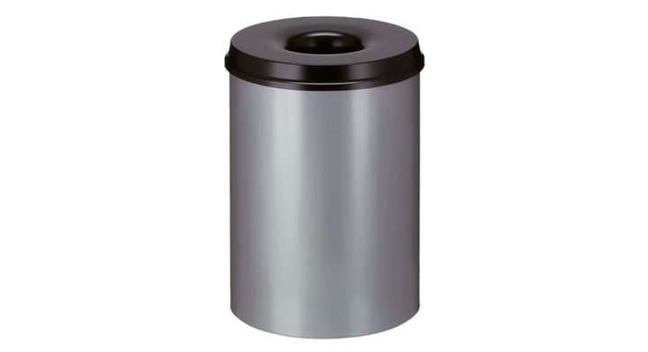 Metalen papierbak, vlamdovend, 30 liter, aluminium/zwart,VB 103000