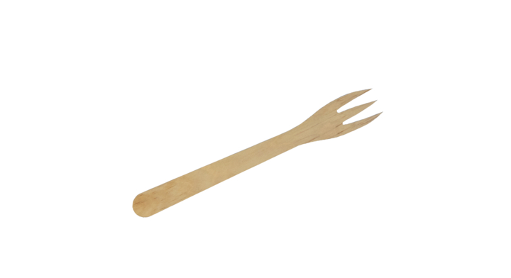 Snackvork, hout, 3-tand, 165mm (1000 stuks)