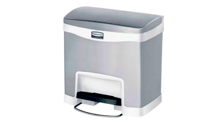 Rubbermaid, pedaalemmer, 15 liter, mat RVS/wit, VB 224788