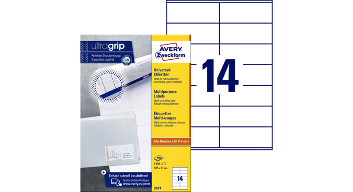 Etiket avery zweck 3477 105x41mm 1400st