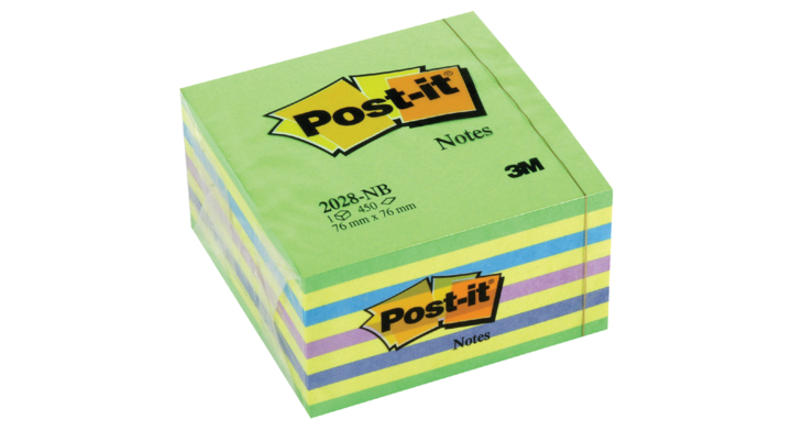 Memoblok 3m post-it 2028nb 76x76mm lollipop bl/gn
