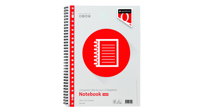 Quantore, collegeblok A4, 23-gaats, 100 vel, lijn, 091248