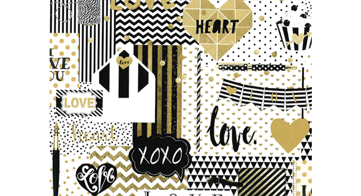 Cadeaupapier, 30cmx100m, R70901B, XOXO black gold