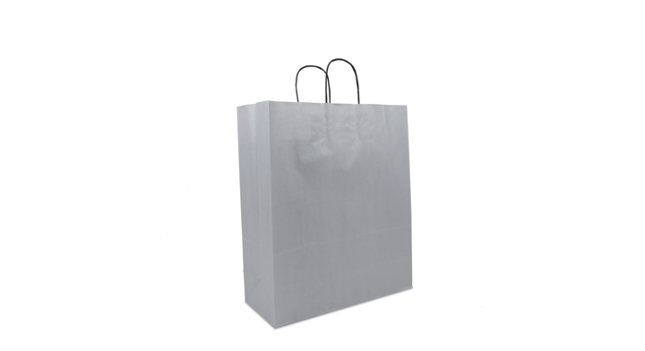 Draagtas, papier, gedraaid, 35+14x41cm, basic, zilver (250)