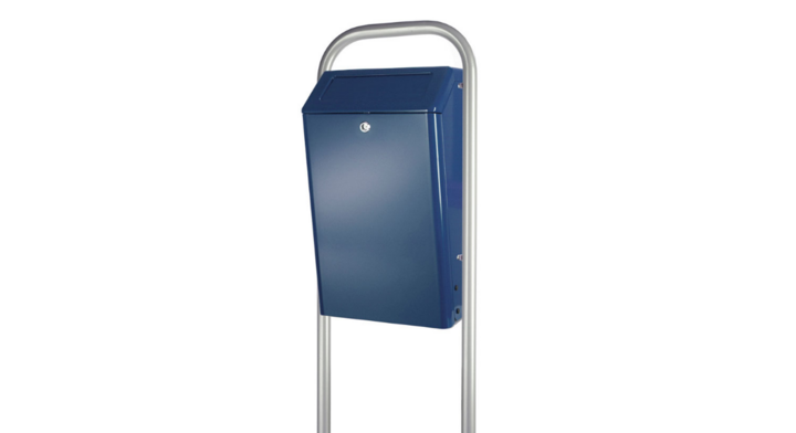 Buitenafvalbak met klep, 50 liter, blauw, VB 888001